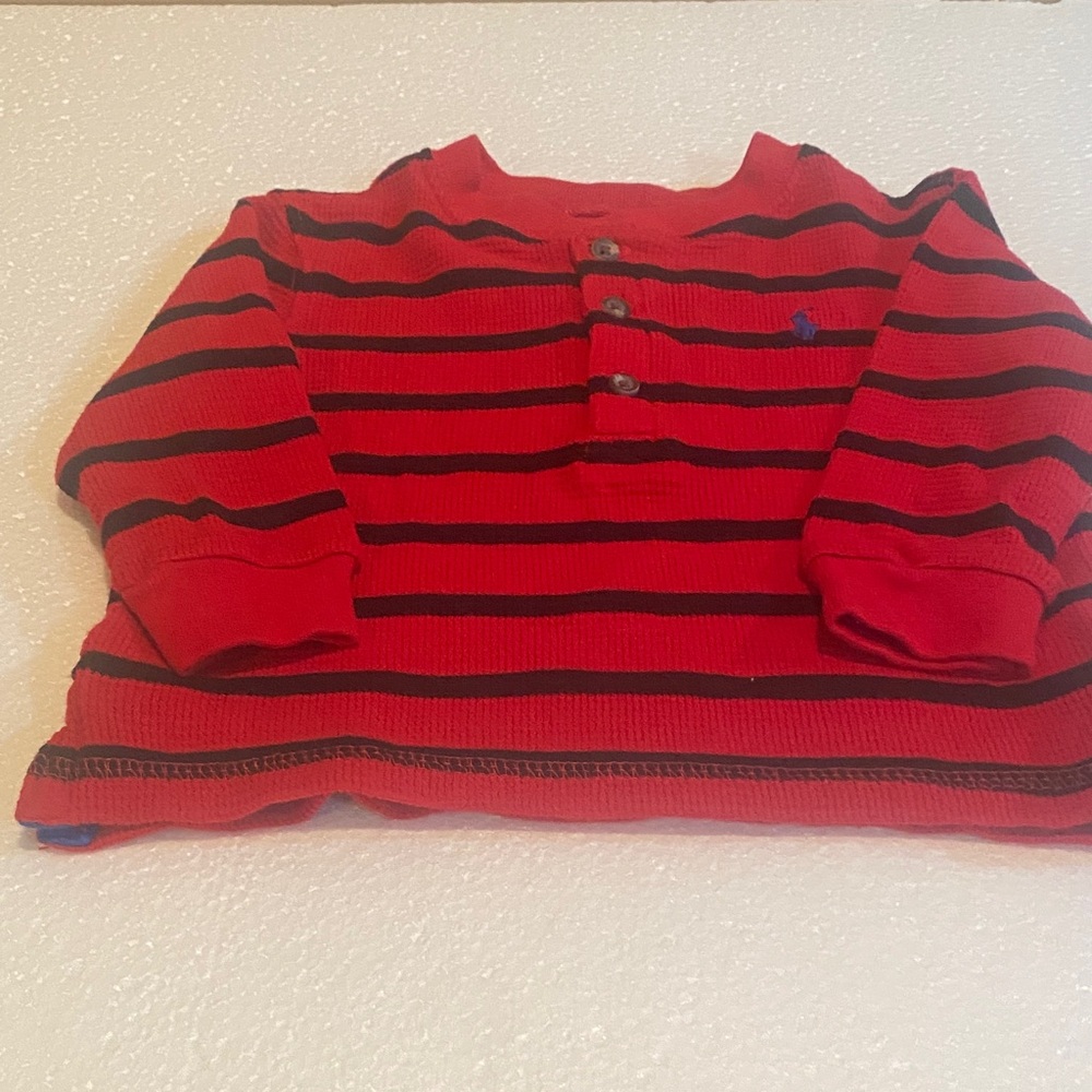 Ralph Lauren Red and Black Striped Kids Shirt